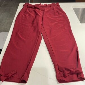 Burgundy paper bag pants
